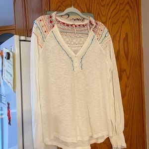 FP long sleeve cotton peasant top